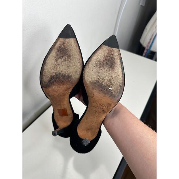 Vince Paulette d'Orsay Black Suede Pointed Toe Cut-Out Stiletto Heel Pump 9 - Picture 11 of 16